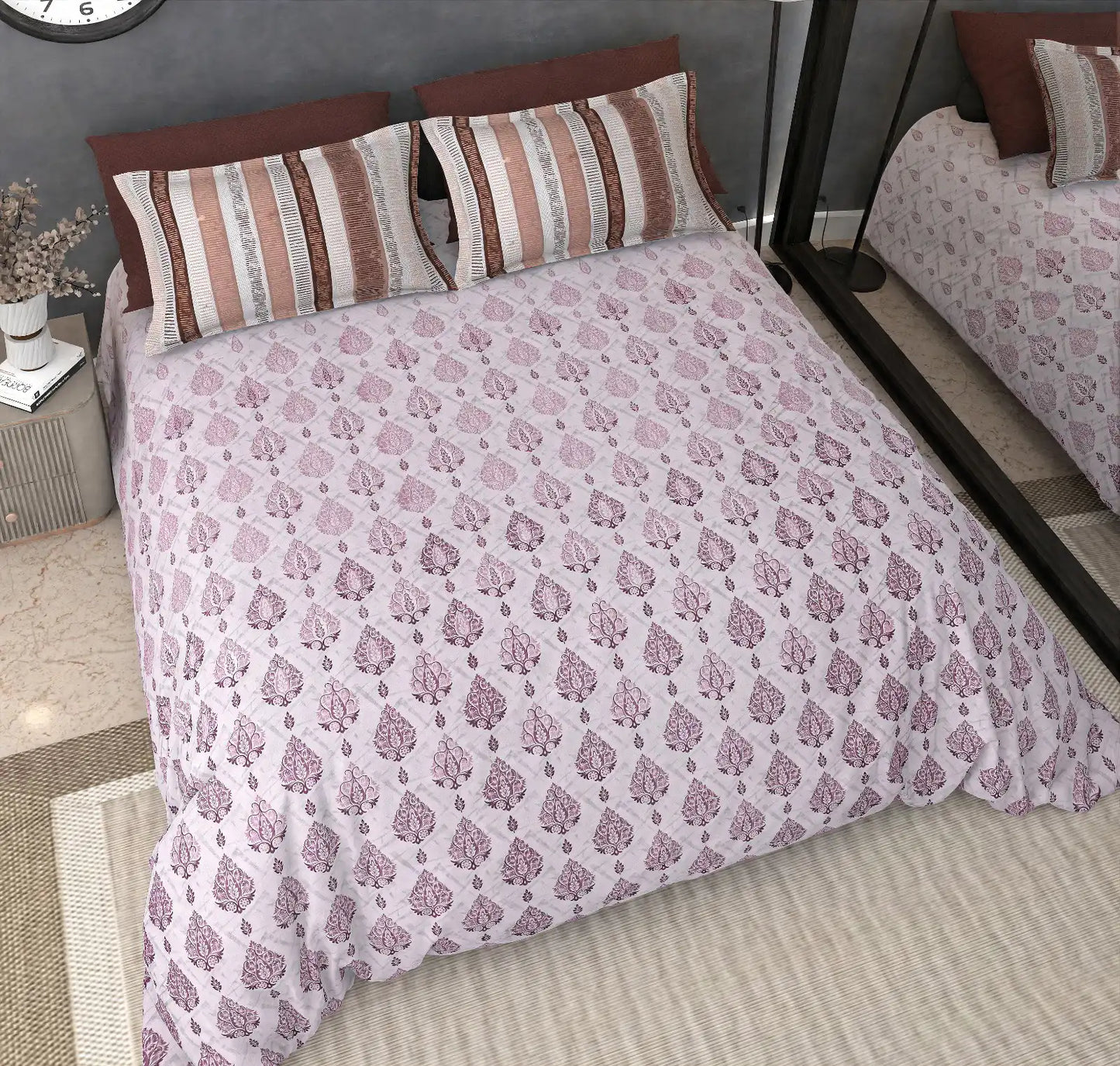 Vista Crimson - King - 100% Pure Cotton Bedsheet (108×108 inches)